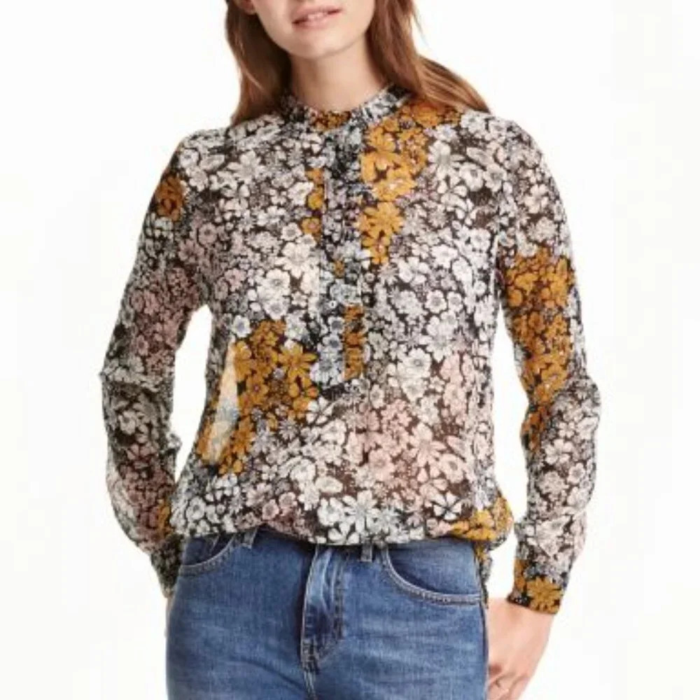 H&M Long Sleeve Floral Sheer Blouse